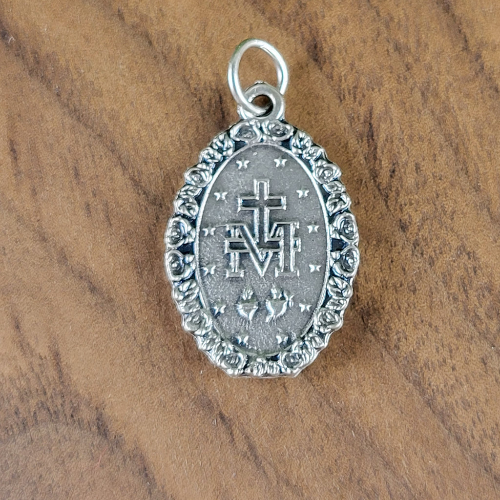 Ornate Miraculous Medal – Silver-Oxidized Die-Cast (1”)