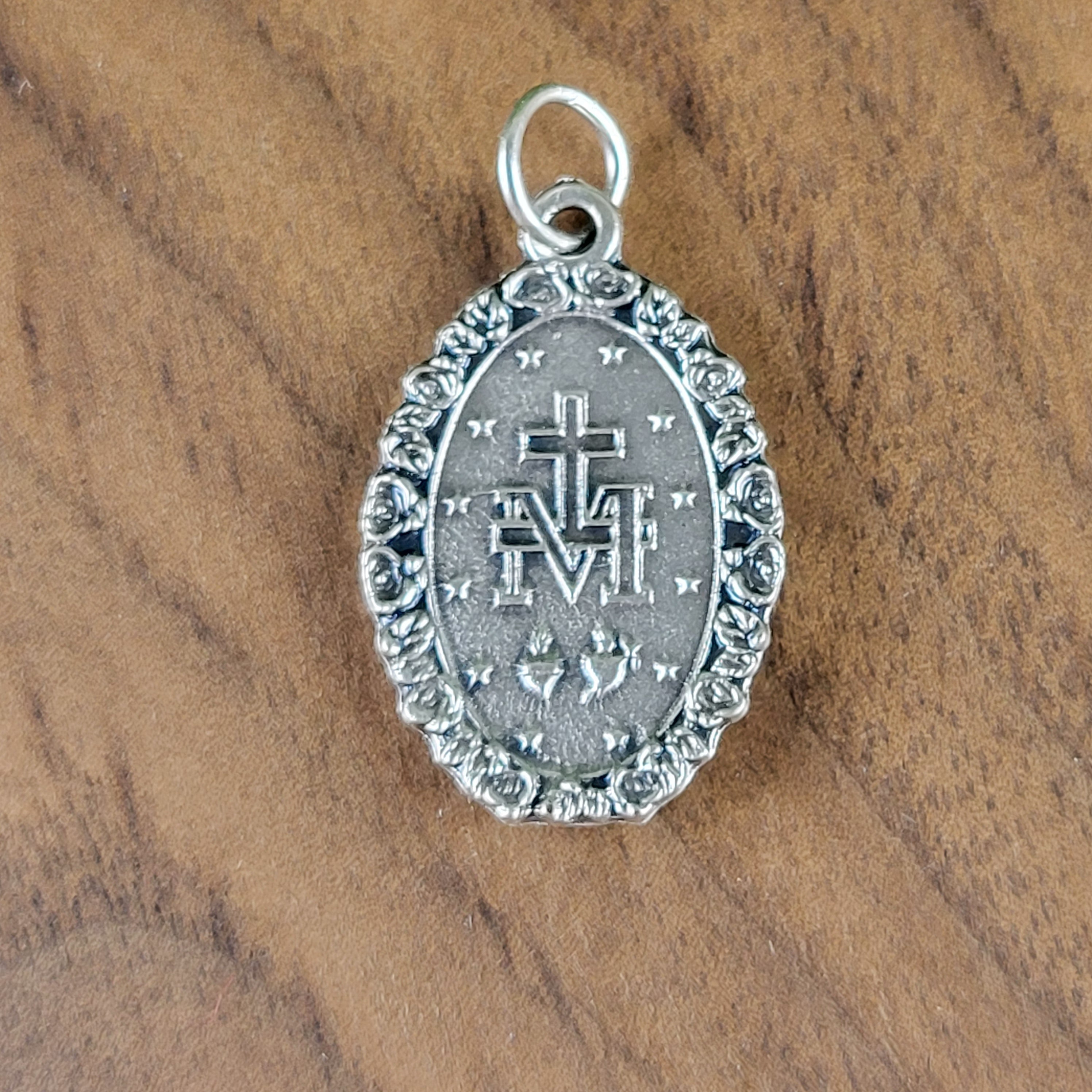 Ornate Miraculous Medal – Silver-Oxidized Die-Cast (1”)
