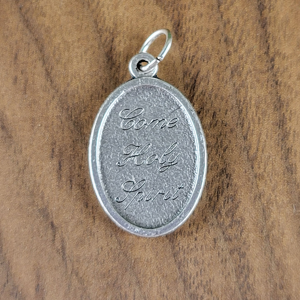 Holy Spirit Medal – Italian Silver Oxidized Die Cast (1″)