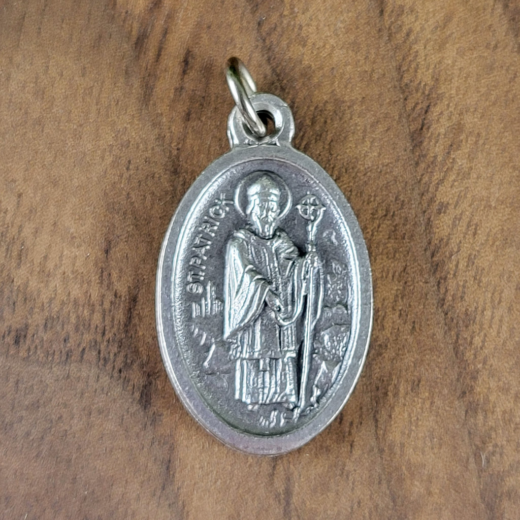 St. Patrick & St. Bridget Medal – Italian Silver-Oxidized 1” Catholic Medal