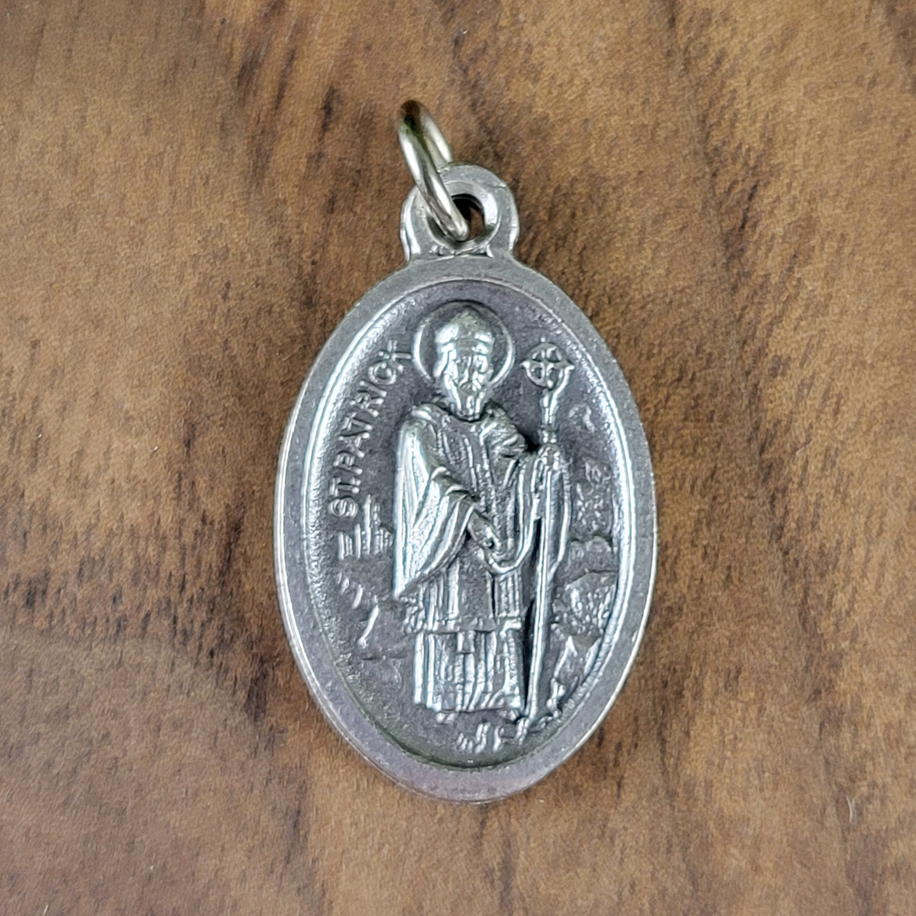 St. Patrick & St. Bridget Medal – Italian Silver-Oxidized 1” Catholic Medal