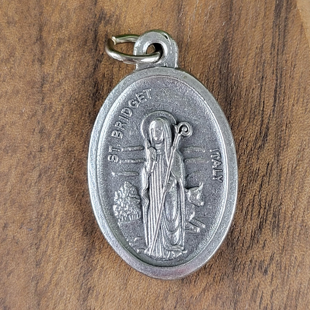 St. Patrick & St. Bridget Medal – Italian Silver-Oxidized 1” Catholic Medal